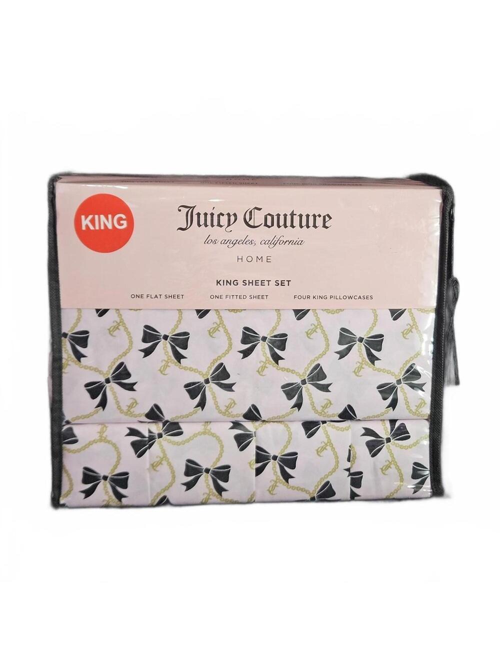 Juicy Couture King 6 Piece Bow Chain Bedding Set Y2K McBling Glam NWT